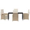 vidaXL Garten Essgruppe mit Kissen 5 pcs Beige Poly-Rattan