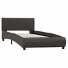 vidaXL Bettgestell mit LED Grau Kunstleder 90&times;200 cm