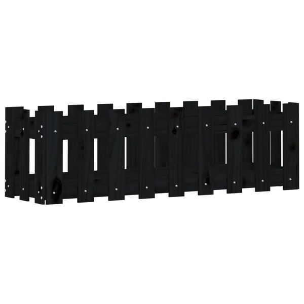 vidaXL Hochbeet Latten-Design Schwarz 100x30x30 cm Massivholz Kiefer