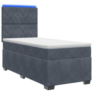 vidaXL Boxspringbett mit Matratze Dunkelgrau 80 x 200 cm Samt
