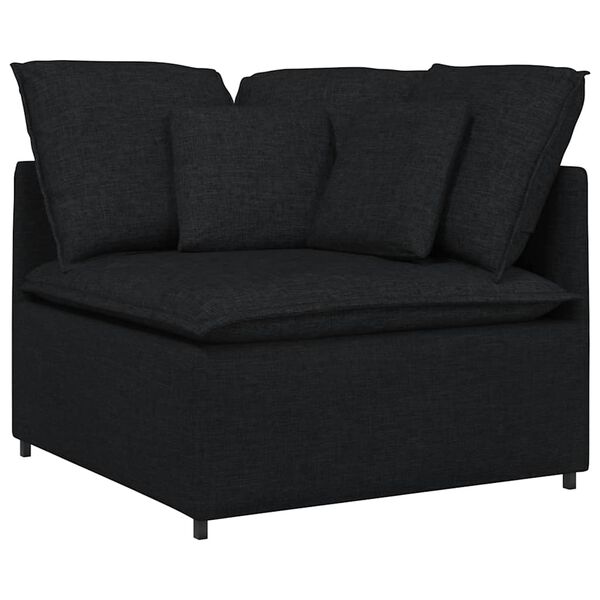 vidaXL Modulares Sofa mit Kissen Stoff Schwarz
