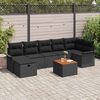 vidaXL Garten-Sofa-Set mit Kissen 8 pcs Schwarz Poly Rattan