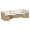 vidaXL Garten-Sofa-Set mit Kissen 7 pcs Beige Poly Rattan