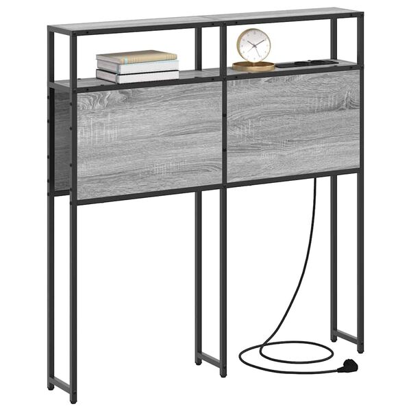 vidaXL Stauraum-Kopfteil mit Regal Grau Sonoma 90 cm Holzwerkstoff