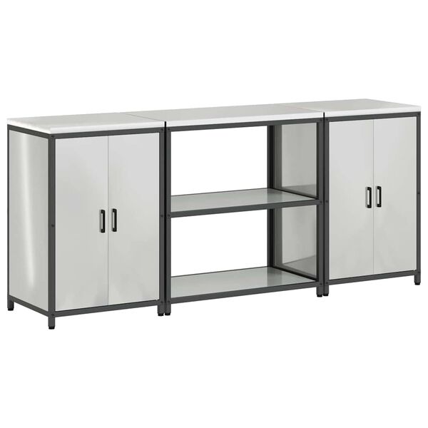 vidaXL Aufbewahrungsset f&uuml;r die K&uuml;che 3 pcs Silber Verzinkter Stahl