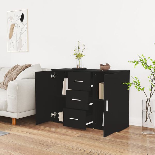 vidaXL Sideboard Schwarz 91x29,5x65 cm Holzwerkstoff