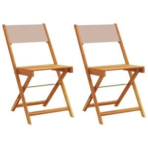 vidaXL Klappst&uuml;hle, 2 St&uuml;ck, taupefarbenes Massivholz (Akazienholz) und Stoffbezug
