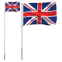vidaXL Flagge Großbritanniens mit Mast 5,55 m Aluminium
