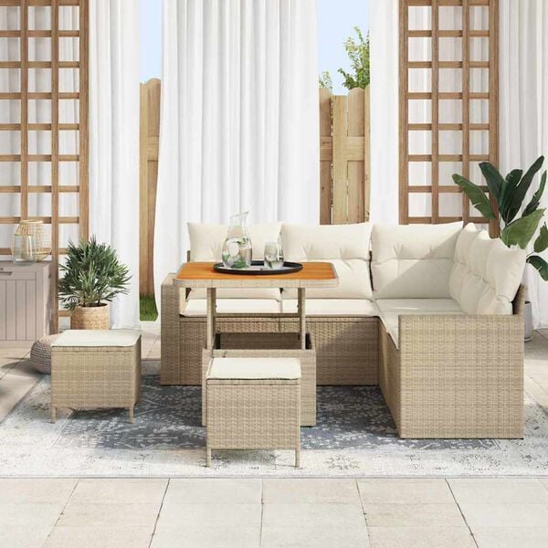vidaXL Gartensofa-set 8 pcs Beige Poly-Rattan
