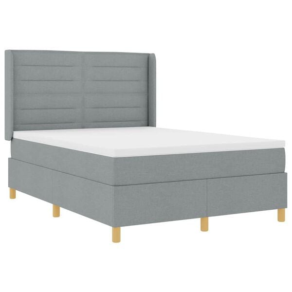 vidaXL Boxspringbett mit Matratze Hellgrau 160 x 200 cm Stoff