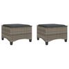 vidaXL Gartenhocker mit Kissen 2 Stk. Grau 55x55x36 cm Poly Rattan