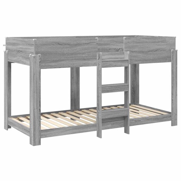 vidaXL Etagenbett f&uuml;r Kinder Graues Sonoma 100 x 190 cm Holzwerkstoff