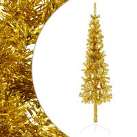 vidaXL Künstlicher Halb-Weihnachtsbaum mit Ständer Schlank Gold 120 cm