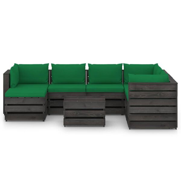 vidaXL 8-tlg. Garten-Lounge-Set mit Kissen Grau Impr&auml;gniertes Holz