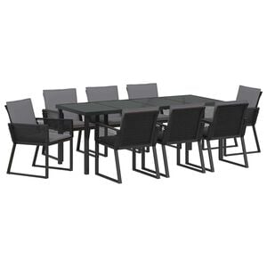 vidaXL Garten Essgruppe 9 pcs Schwarz Pulverbeschichteter Stahl