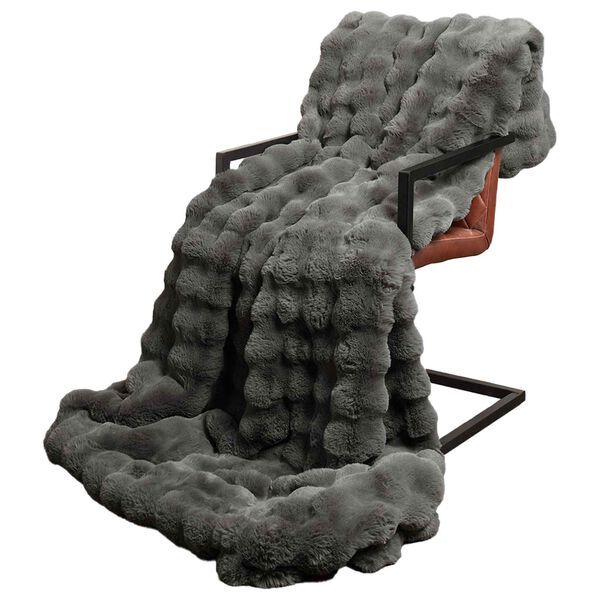 vidaXL Kunstfell Kaninchenfell Decke Dunkelgrau 220 x 240 cm Polyester