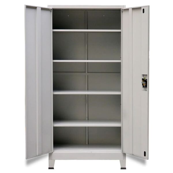 vidaXL B&uuml;roschrank mit 2 T&uuml;ren Stahl 90x40x180 cm Grau