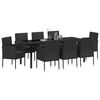 vidaXL Garten Essgruppe mit Kissen 9 pcs Schwarz Poly-Rattan