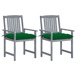 vidaXL Gartenst&uuml;hle mit Kissen 2 Stk. Grau Massivholz Akazie
