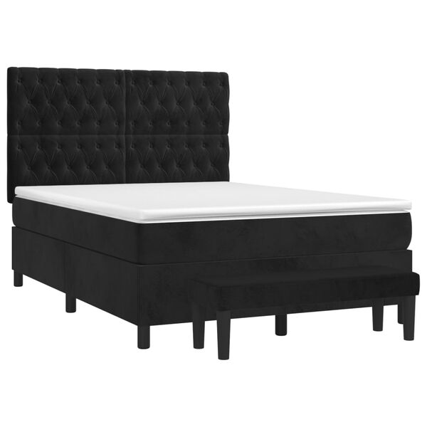 vidaXL Boxspringbett mit Matratze Schwarz 140x200 cm Samt