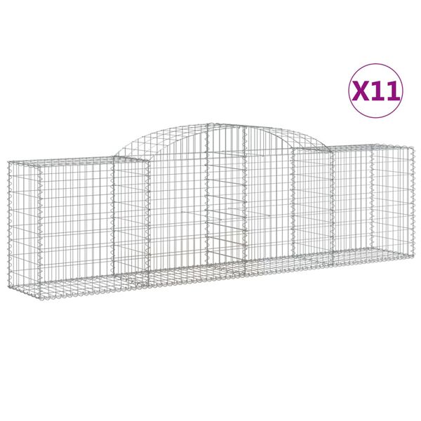 vidaXL Gabionen mit Hochbogen 11 Stk. 300x50x80/100cm Verzinktes Eisen