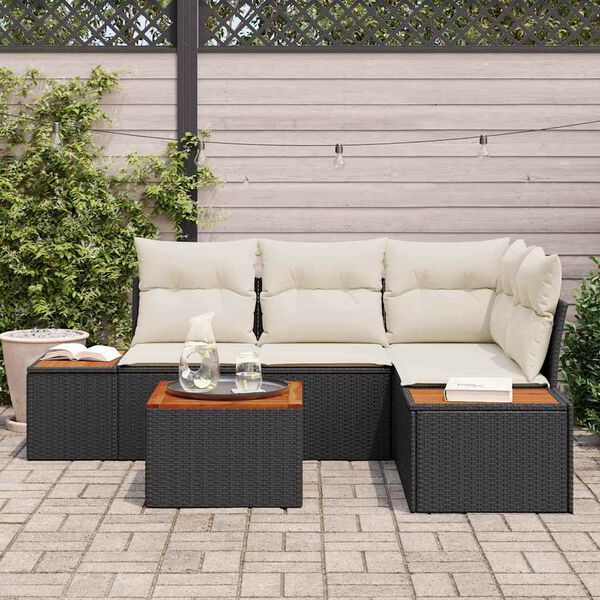 vidaXL Gartensofa-set mit Kissen 4 pcs Schwarz und Creme Polyrattan