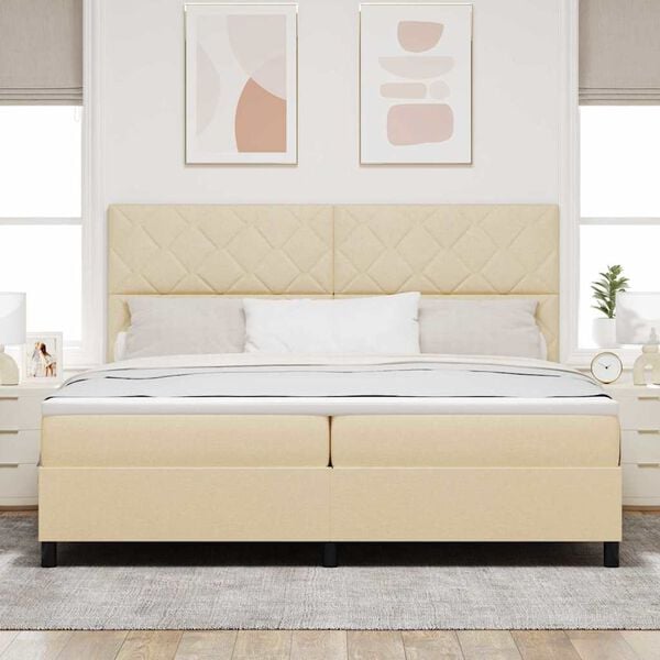 vidaXL Boxspringbett mit Matratze Creme 200 x 200 cm Stoff