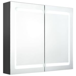 vidaXL LED-Spiegelschrank fürs Bad Grau 80x12x68 cm