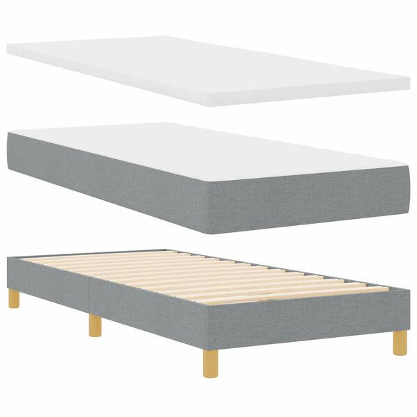 vidaXL Boxspringbett mit Matratze Hellgrau 200 x 100 cm Stoff