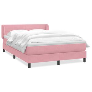 vidaXL Boxspringbett mit Matratze Rosa 160x220 cm Samt