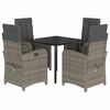 vidaXL 5-tlg. Garten-Essgruppe mit Kissen Grau Poly Rattan