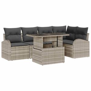 vidaXL Gartensofa-set 6 stk. 5-Sitzanzahl Hellgrau Poly Rattan