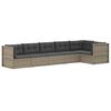 vidaXL 6-tlg. Garten-Lounge-Set mit Kissen Grau Poly Rattan