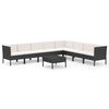 vidaXL 9-tlg. Garten-Lounge-Set mit Auflagen Poly Rattan Schwarz