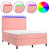 vidaXL Boxspringbett mit Matratze & LED Rosa 140x200 cm Samt