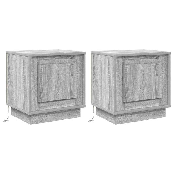 vidaXL Nachttisch 2 pcs Grau 44 x 34,5 x 45 cm Holzwerkstoff