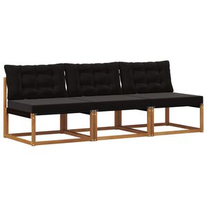 vidaXL 3 St&uuml;ck Outdoor Mittelsofa Massives Akazienholz und Textilene