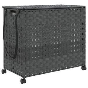 vidaXL W&auml;schekorb mit Rollen Grau 66x35x60 cm Rattan