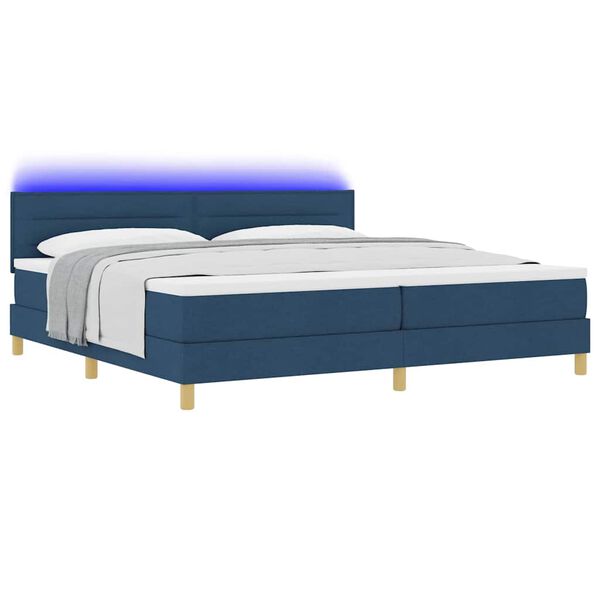 vidaXL LED Boxspringbett mit Matratze mit LED Blau 200 x 200 cm Stoff