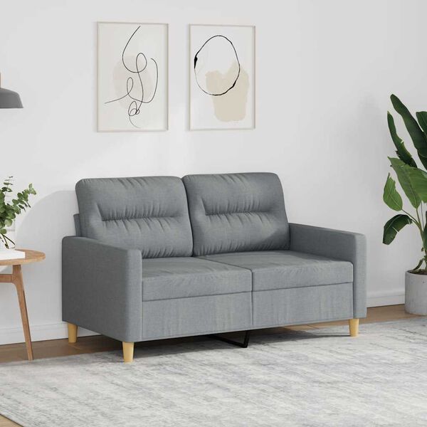 vidaXL 2-Sitzer-Sofa Hellgrau 120 cm Stoff