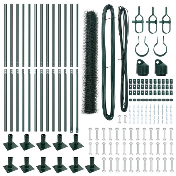 vidaXL Zaunpfosten Gr&uuml;n 25 x 0,8 m (50 mm Mesh) Stahl und PVC