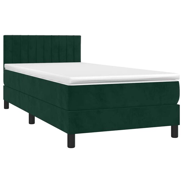 vidaXL Boxspringbett mit Matratze Dunkelgr&uuml;n 100x200 cm Samt