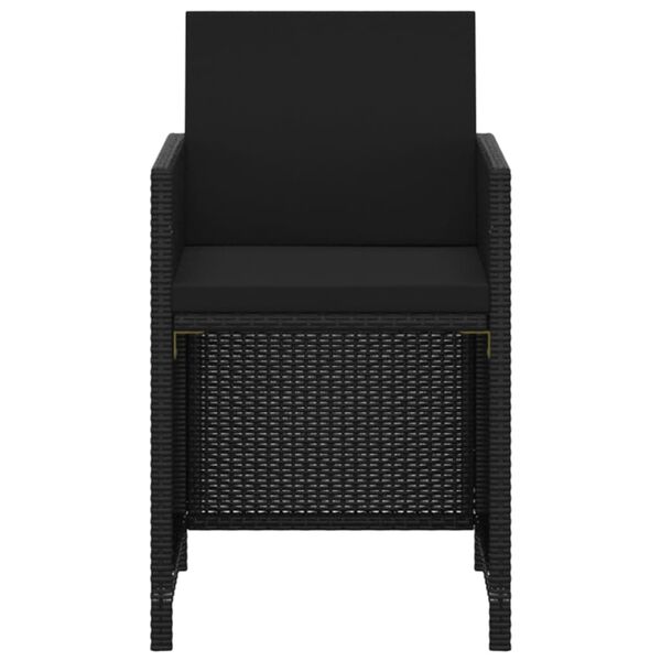 vidaXL 3-tlg. Garten-Essgruppe mit Kissen Poly Rattan Schwarz