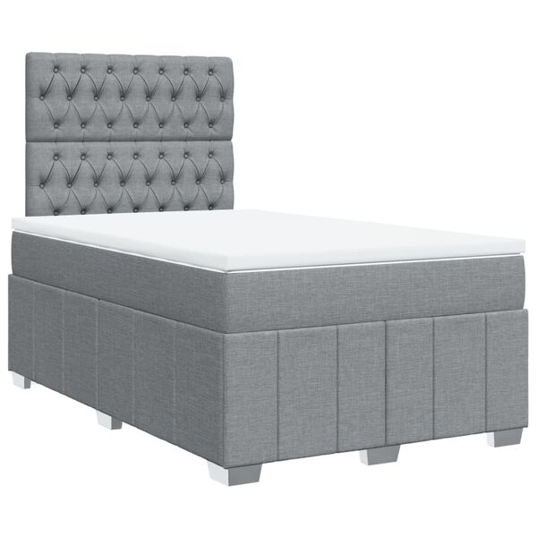 vidaXL Boxspringbett mit Matratze Hellgrau 120x190 cm Stoff
