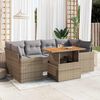 vidaXL 7-tlg. Garten-Sofagarnitur mit Kissen Beige Poly Rattan