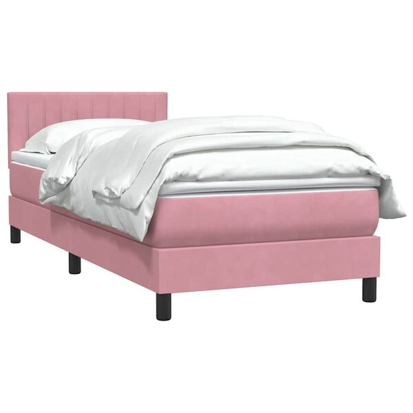 vidaXL Boxspringbett mit Matratze Rosa 100x210 cm Samt