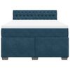 vidaXL Boxspringbett mit Matratze Blau 140x190 cm Samt