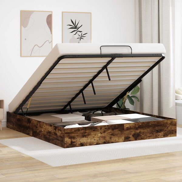 vidaXL Ottoman Bettgestell Ger&auml;ucherte Eiche 203 x 160 x 25 cm