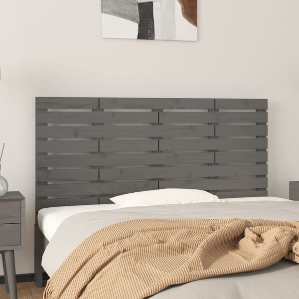 vidaXL Wand-Kopfteil Grau 156x3x63 cm Massivholz Kiefer