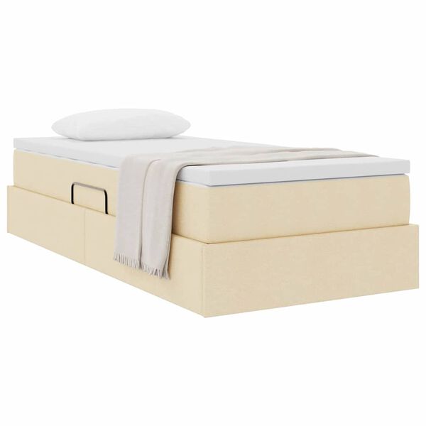 vidaXL Aufbewahrungsbett mit Matratze Creme 100 x 200 cm Polyester